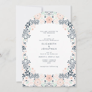 Elegant Neutral Floral Wedding Arch Invitation