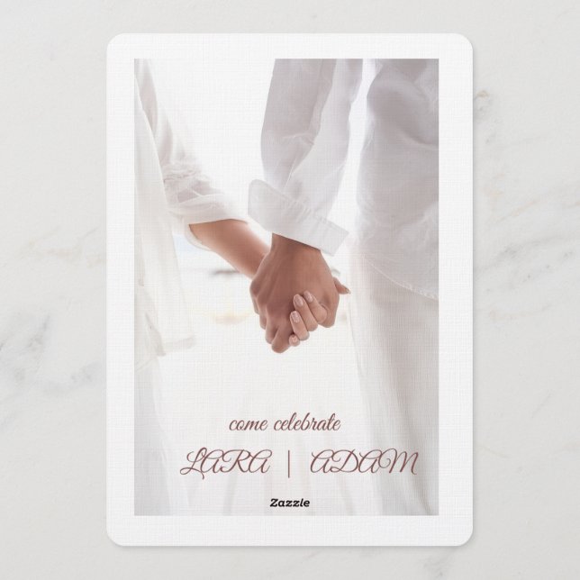 Elegant Neutral Floral Wedding Invitation (Back)