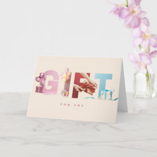 Elegant Neutral GIFT Birthday Photo Typography Card