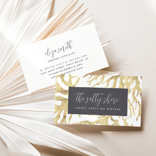 Elegant Neutral Gold Ocean Coral Business Card