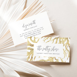 Elegant Neutral Gold Ocean Coral Business Card