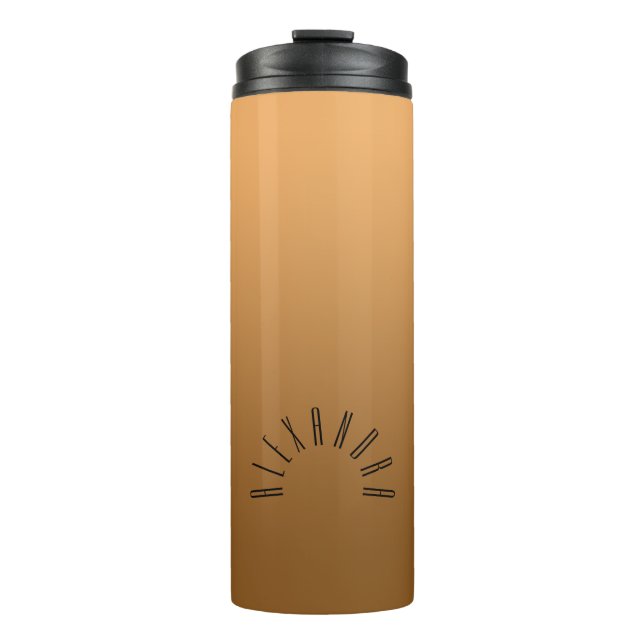 Elegant Neutral Gradient Gold with Custom Name Thermal Tumbler (Front)