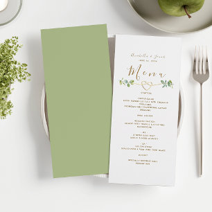 Elegant Neutral Greenery Wedding Menu Card