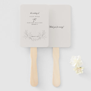 Elegant Neutral Hand-Drawn Foliage Wedding  Hand Fan