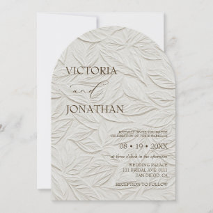 Elegant Neutral Leaves Pattern Wedding  Invitation