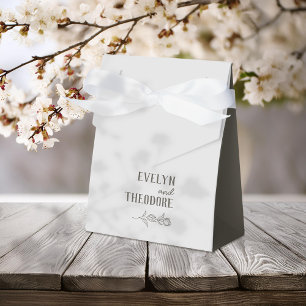 Elegant Neutral Line Art Flower Wedding Favour Box