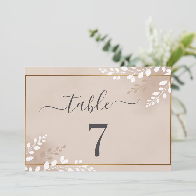 Elegant Neutral Magnolia Wedding Table Number (Standing Front)