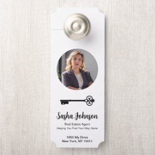 Elegant Neutral Photo QR Code Real Estate Door Hanger