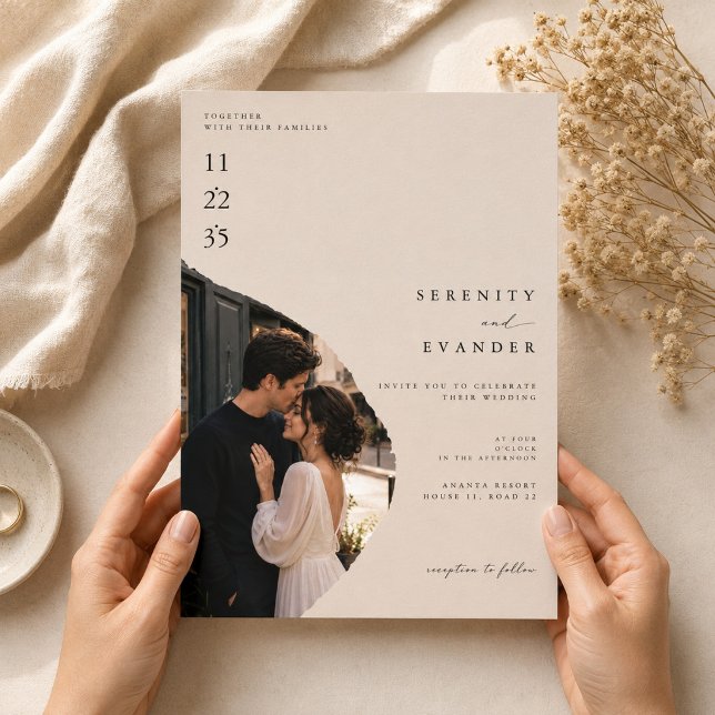 Elegant Neutral Photo Wedding Invitation Template. (Creator Uploaded)