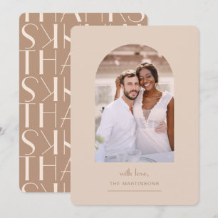 Elegant Neutral Photo Wedding Thank You Card