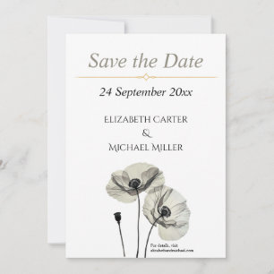 Elegant Neutral Poppies Wedding Minimalist Classic Save The Date