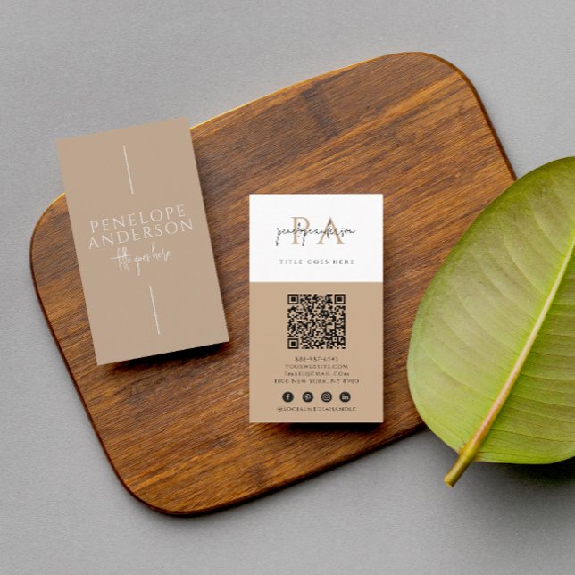  Elegant Neutral QR Code Boho Modern Unique Trendy Business Card (Creator Uploaded)