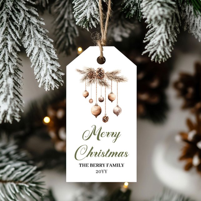Elegant Neutral Sage Christmas Tree Holiday Tag (Elegant Neutral Sage Christmas Tree Holiday Tag)