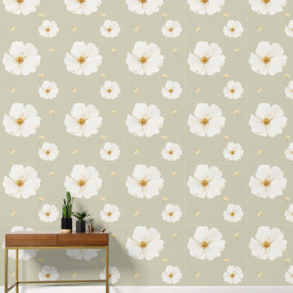 Elegant Neutral Sage Green & White Watercolor Wallpaper