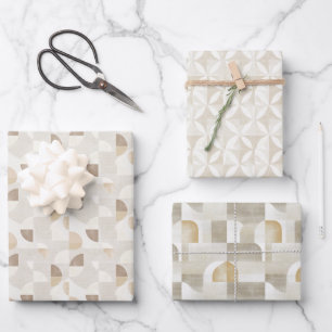 Elegant Neutral Seamless Pattern with Organic Wrapping Paper Sheet