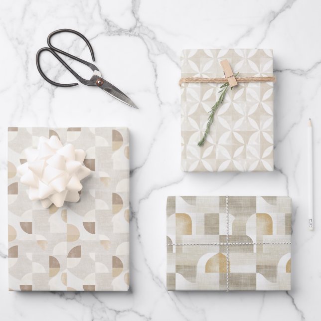 Elegant Neutral Seamless Pattern with Organic Wrapping Paper Sheet (Front)