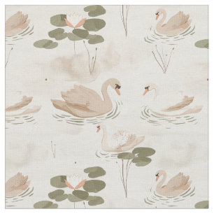 Elegant neutral swan pattern fabric