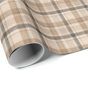 Elegant Neutral Tartan Plaid Christmas Wrapping Paper