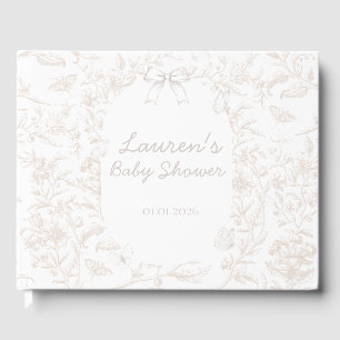Elegant Neutral Toile Nature Baby Shower Guest Book