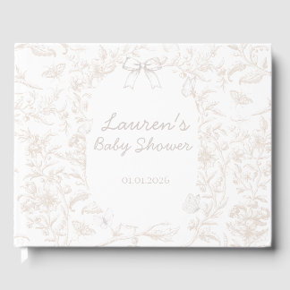 Elegant Neutral Toile Nature Baby Shower Guest Book
