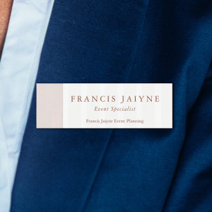 Elegant Neutral Tones Professional Event Planning Name Tag