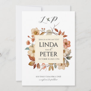 Elegant Neutral Vintage Floral Wedding Invitation