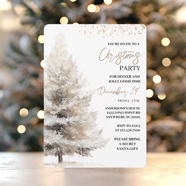 Elegant Neutral Watercolor Christmas Invitation (Creator Uploaded)