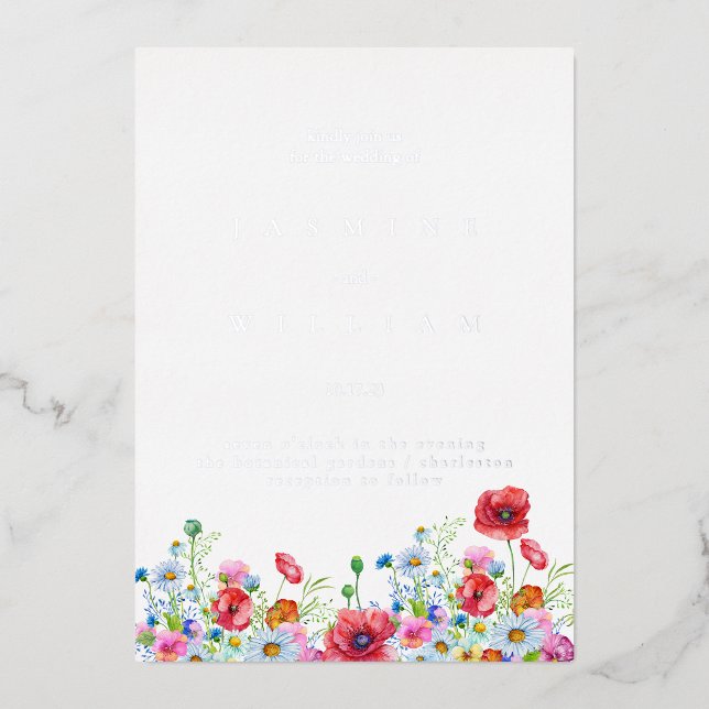 Elegant Neutral Watercolor Floral Wedding  (Front)