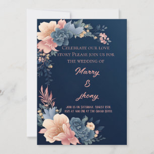 Elegant Neutral Watercolor Floral Wedding Card
