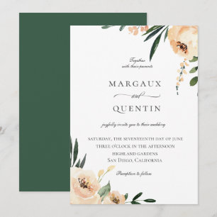 Elegant Neutral Watercolor Floral Wedding Invitation