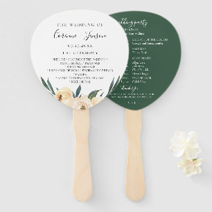 Elegant Neutral Watercolor Floral Wedding Program Hand Fan