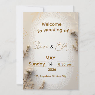Elegant Neutral Wedding Invitation in Brown & Beig