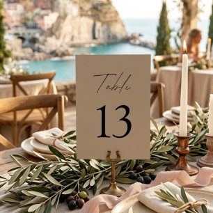 Elegant Neutral Wedding Minimalist Table Number