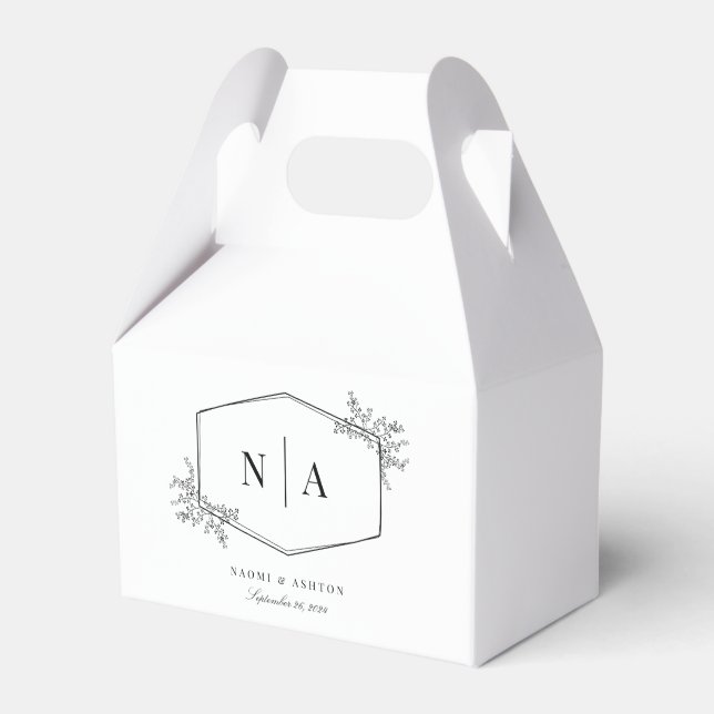 Elegant Neutral Wedding Monogram Favour Box (Front Side)