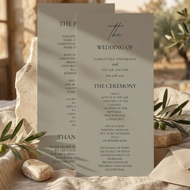Elegant Neutral Wedding Program Menu (Creator Uploaded)