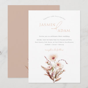 Elegant Neutral Wildflower Wedding Invitation