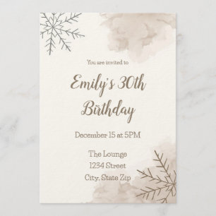 Elegant Neutral Winter 30th Birthday Invitation