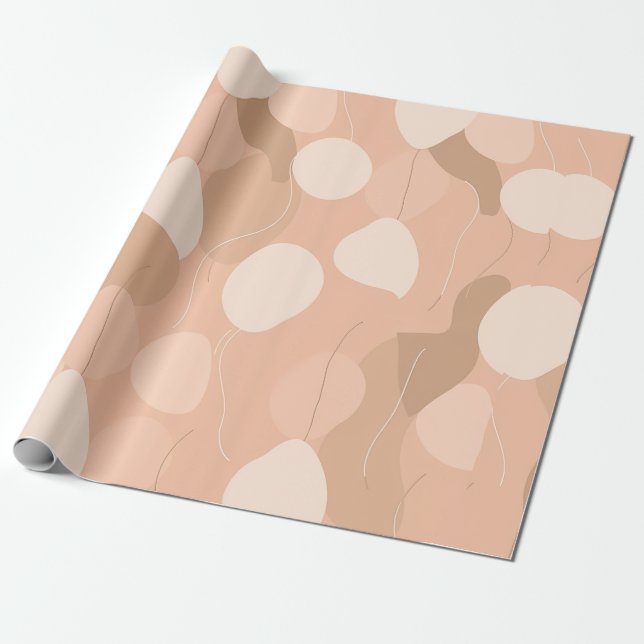 Elegant Neutrals: Abstract Balloon Pattern Wrapping Paper (Unrolled)