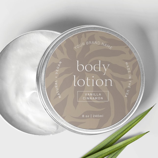 Elegant Neutrals Lotion Jar Round Product Label (Neutral pastel beige round product label with fully editable text & colors)
