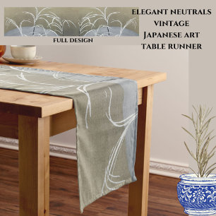 Elegant Neutrals Modern Minimalist Japanese Art Short Table Runner