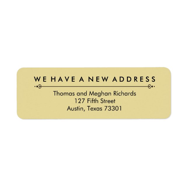 Elegant New Address Announcement in Black and Gold (Front)