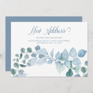 Elegant New Address Eucalyptus Leaves Moving Announcement