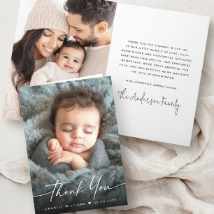 Elegant new baby announcement photo thank you