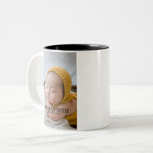 Elegant new baby announcement  Two-Tone coffee mug