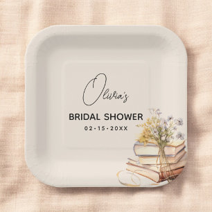Elegant New Chapter Begins Book Bridal Shower  Paper Plate