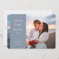 Elegant New Date Modern Script Photo Dusty Blue
