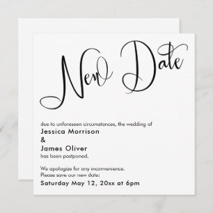 Elegant "New Date" Postponed Wedding Card