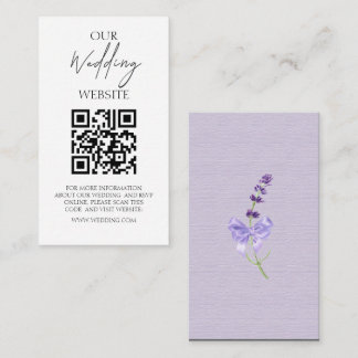 Elegant New Fashion Lavender Wedding QRCode Enclosure Card