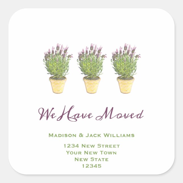Elegant New of address  | Moving Announcement Square Sticker (Front)