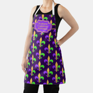 Elegant New Orleans Colours Mardi Gras Fleur de Li Apron